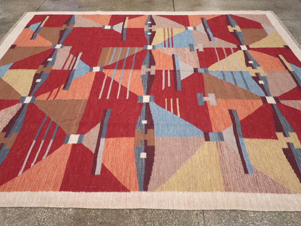 Contemporary Turkish Flatweave Small Room Size Carpet, No.32572 - Gsblank