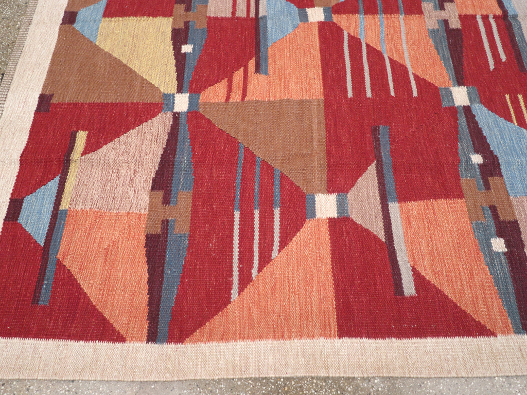 Contemporary Turkish Flatweave Small Room Size Carpet, No.32572 - Gsblank