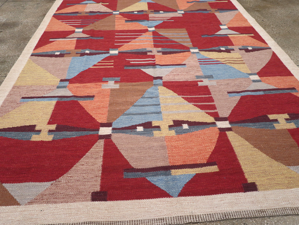 Contemporary Turkish Flatweave Small Room Size Carpet, No.32572 - Gsblank