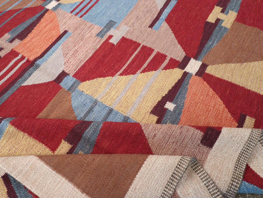 Contemporary Turkish Flatweave Small Room Size Carpet, No.32572 - Gsblank