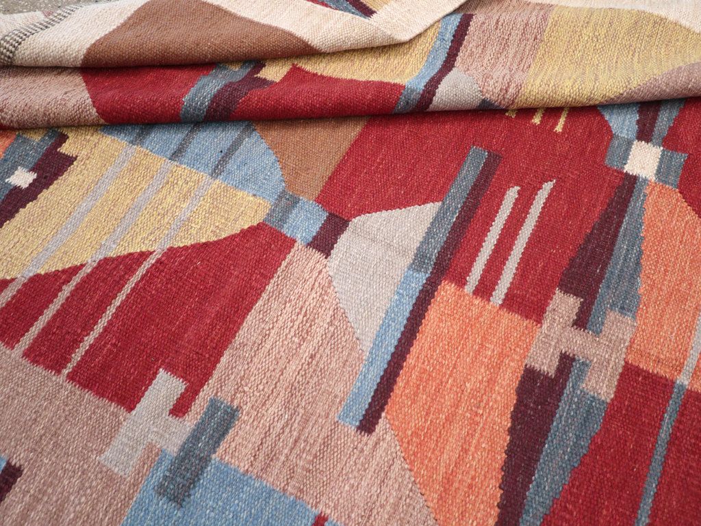 Contemporary Turkish Flatweave Small Room Size Carpet, No.32572 - Gsblank