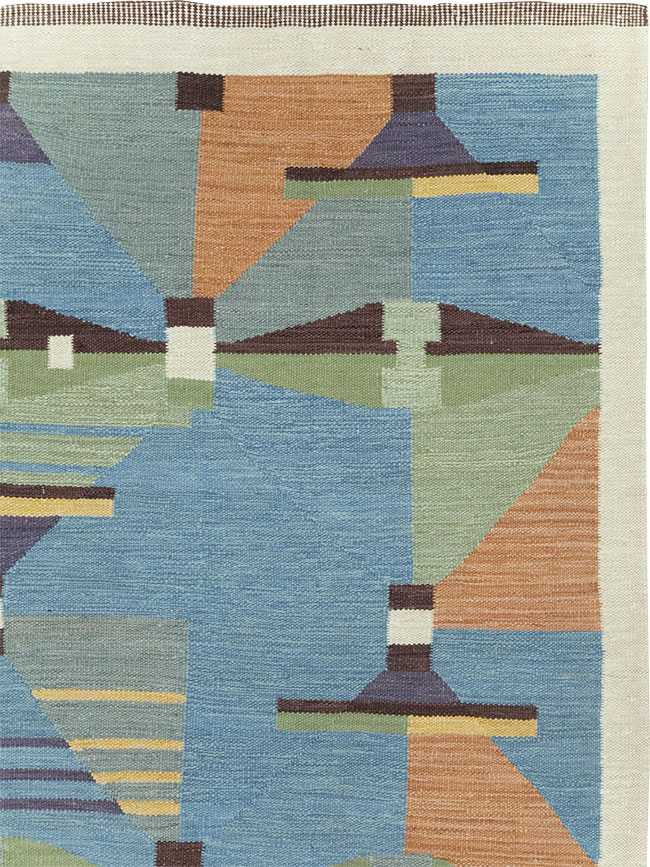 Contemporary Turkish Flatweave Room Size Carpet, No.32573 - Gsblank