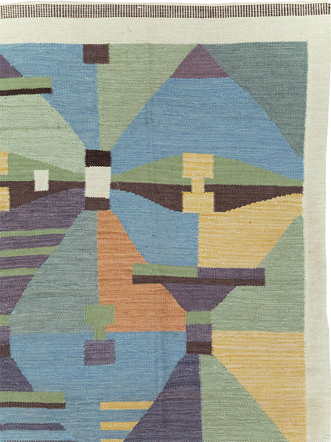 Contemporary Turkish Flatweave Room Size Carpet, No.32573 - Gsblank