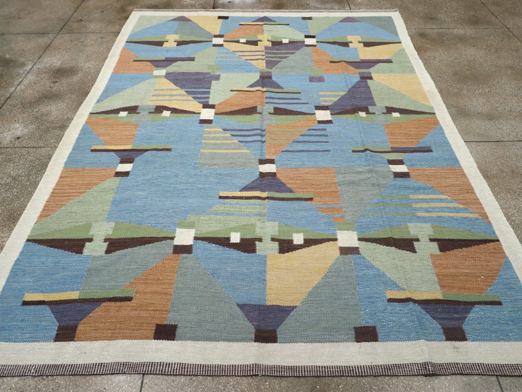 Contemporary Turkish Flatweave Room Size Carpet, No.32573 - Gsblank