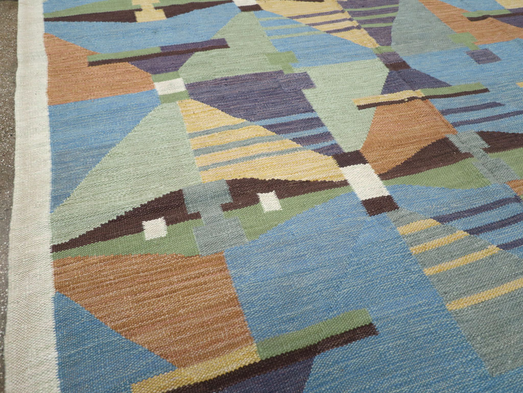 Contemporary Turkish Flatweave Room Size Carpet, No.32573 - Gsblank
