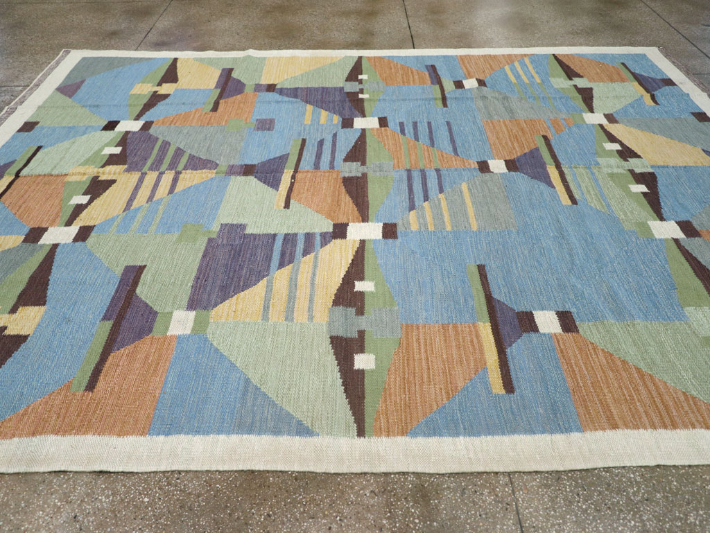 Contemporary Turkish Flatweave Room Size Carpet, No.32573 - Gsblank