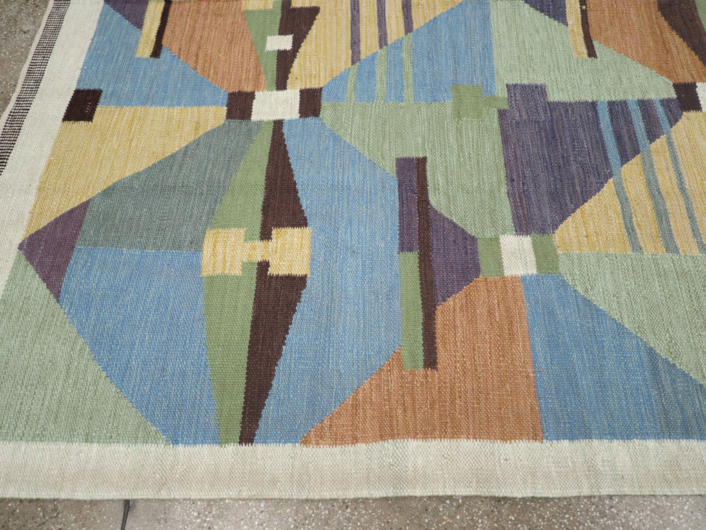 Contemporary Turkish Flatweave Room Size Carpet, No.32573 - Gsblank