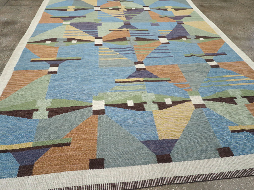 Contemporary Turkish Flatweave Room Size Carpet, No.32573 - Gsblank