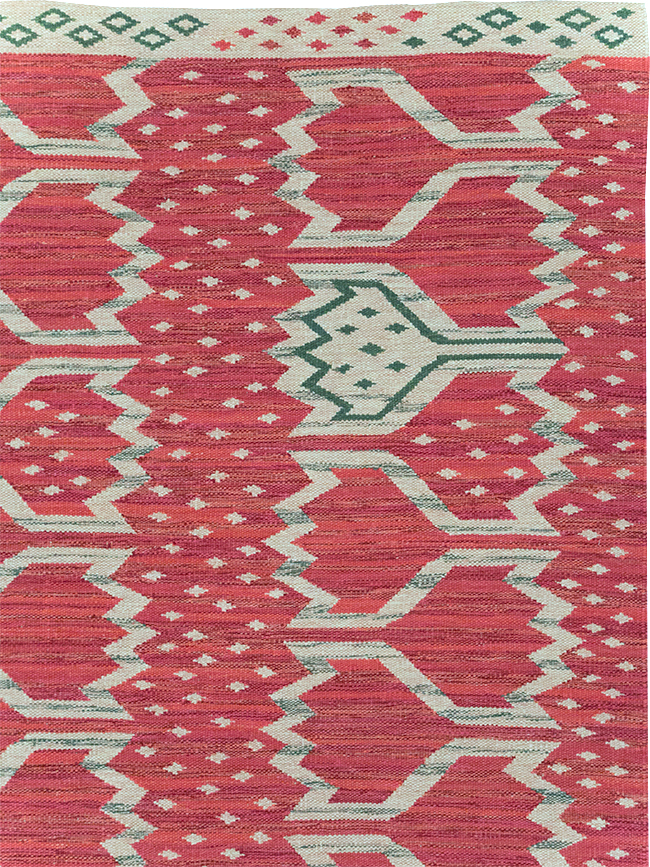 Contemporary Turkish Flatweave Room Size Carpet, No.32574 - Gsblank