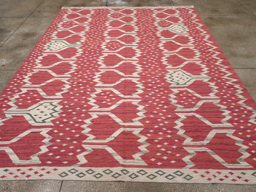 Contemporary Turkish Flatweave Room Size Carpet, No.32574 - Gsblank