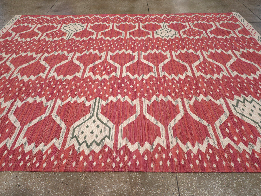 Contemporary Turkish Flatweave Room Size Carpet, No.32574 - Gsblank