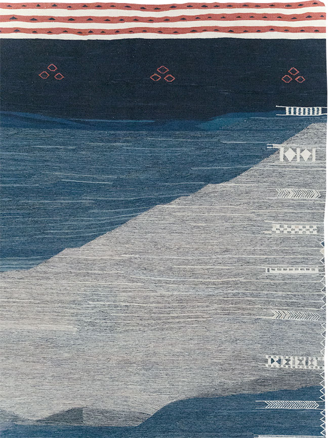 Contemporary Turkish Flatweave Kilim Room Size Carpet, No.32575 - Gsblank