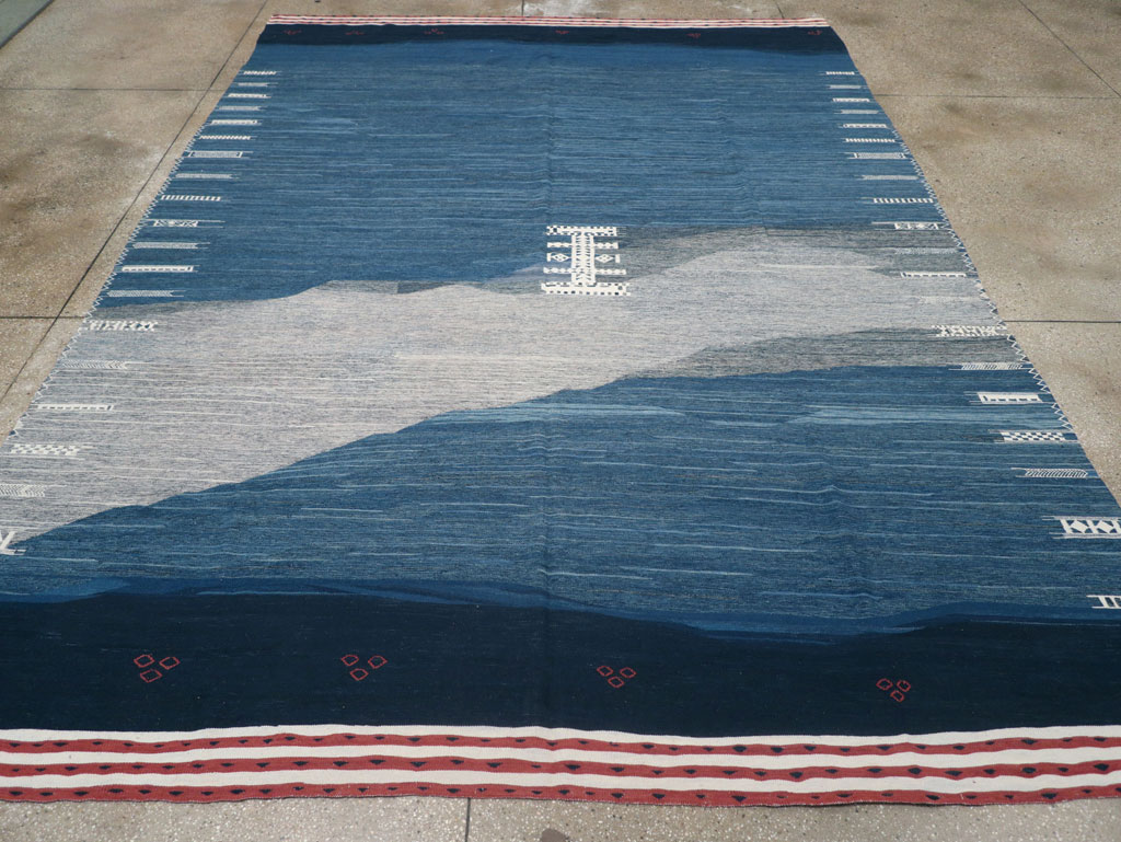 Contemporary Turkish Flatweave Kilim Room Size Carpet, No.32575 - Gsblank