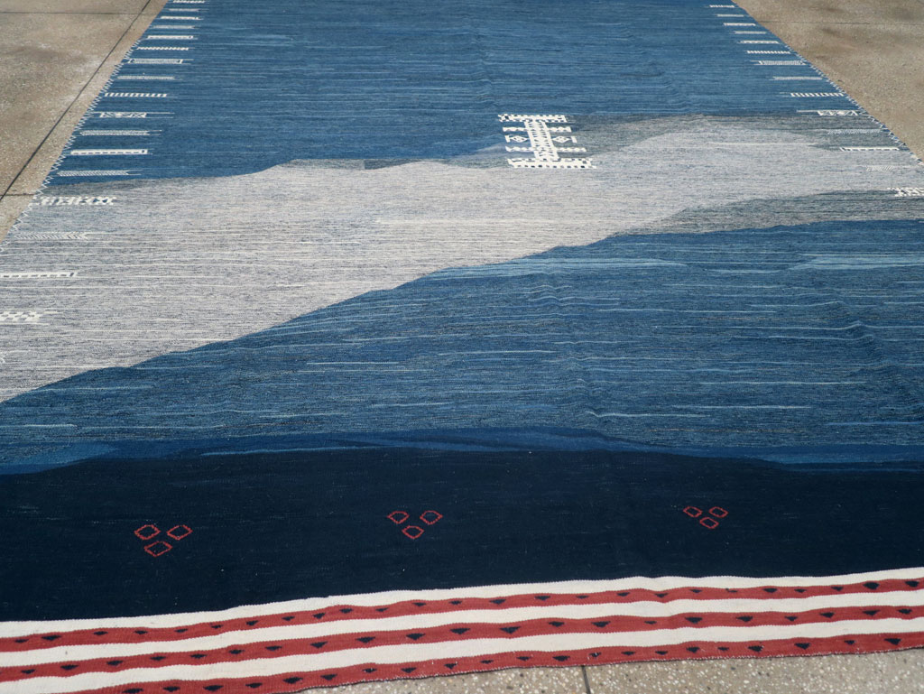 Contemporary Turkish Flatweave Kilim Room Size Carpet, No.32575 - Gsblank