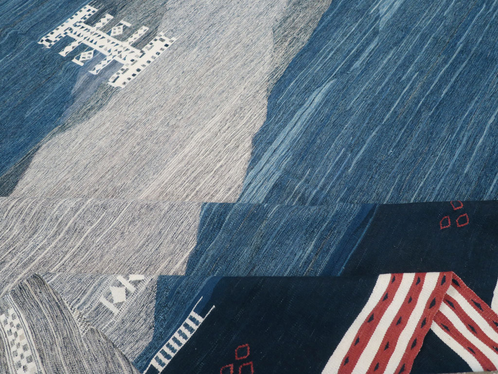 Contemporary Turkish Flatweave Kilim Room Size Carpet, No.32575 - Gsblank