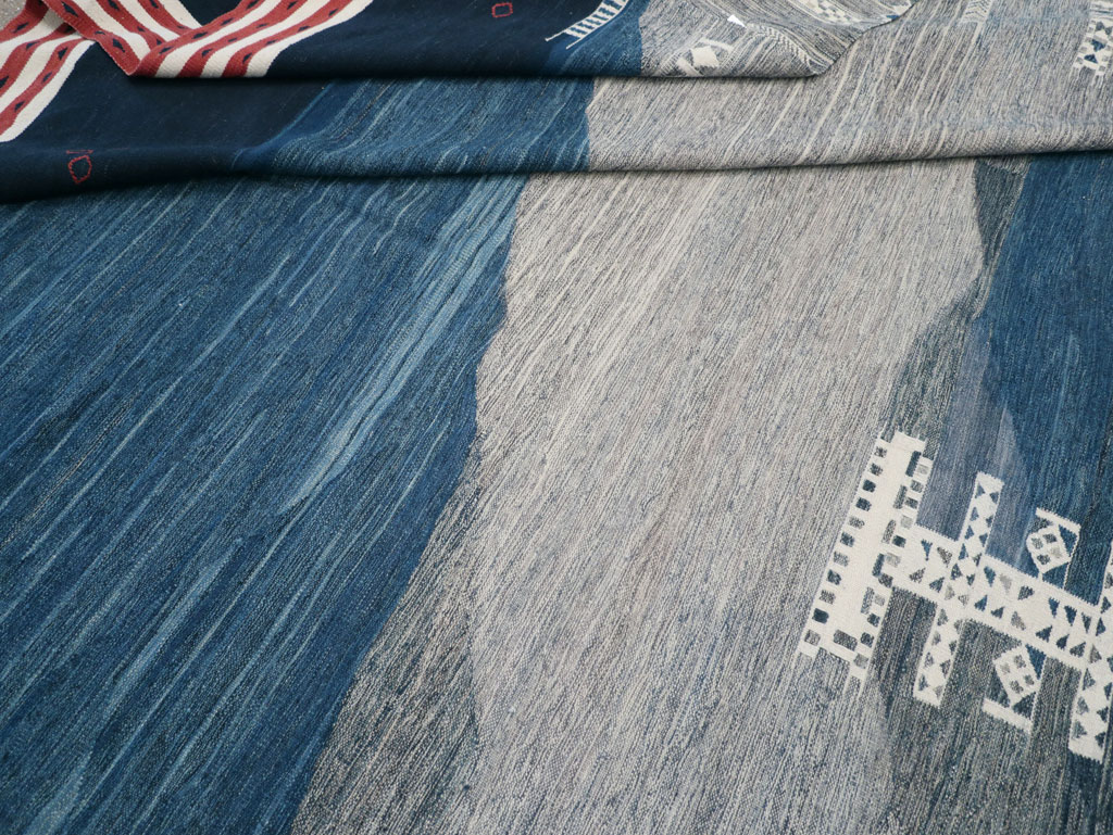 Contemporary Turkish Flatweave Kilim Room Size Carpet, No.32575 - Gsblank