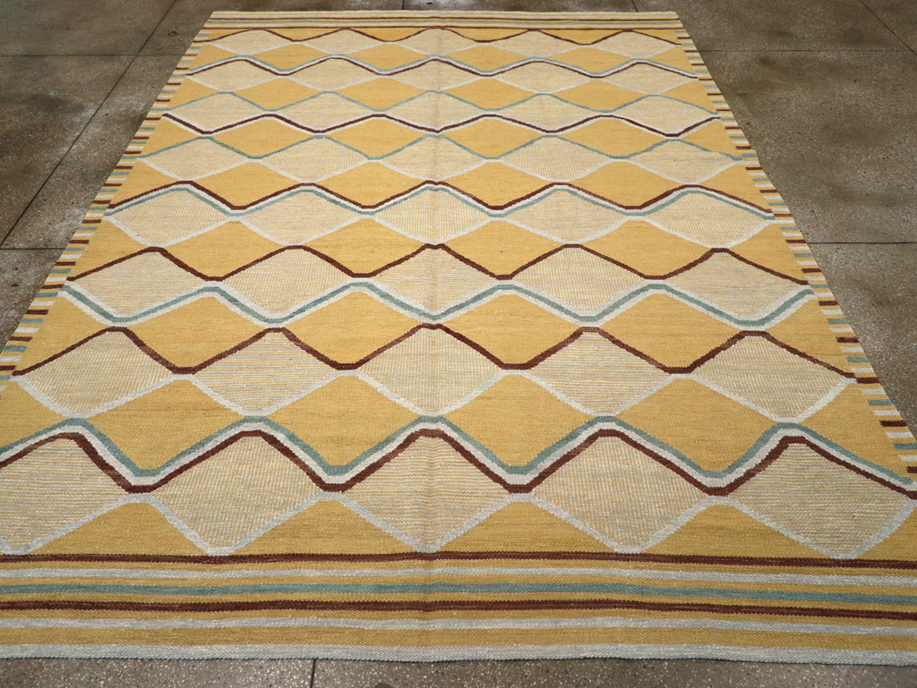 Contemporary Turkish Flatweave Kilim Room Size Carpet, No.32576 - Gsblank