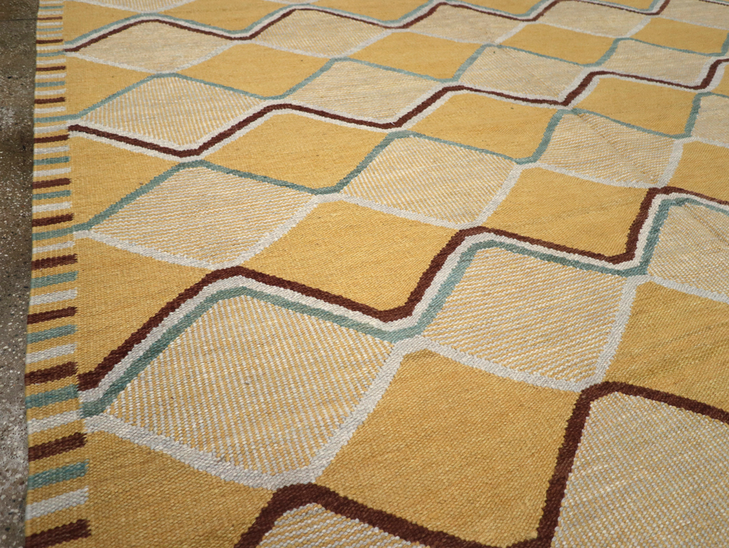 Contemporary Turkish Flatweave Kilim Room Size Carpet, No.32576 - Gsblank