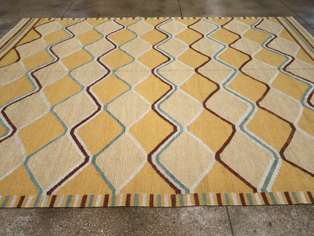 Contemporary Turkish Flatweave Kilim Room Size Carpet, No.32576 - Gsblank