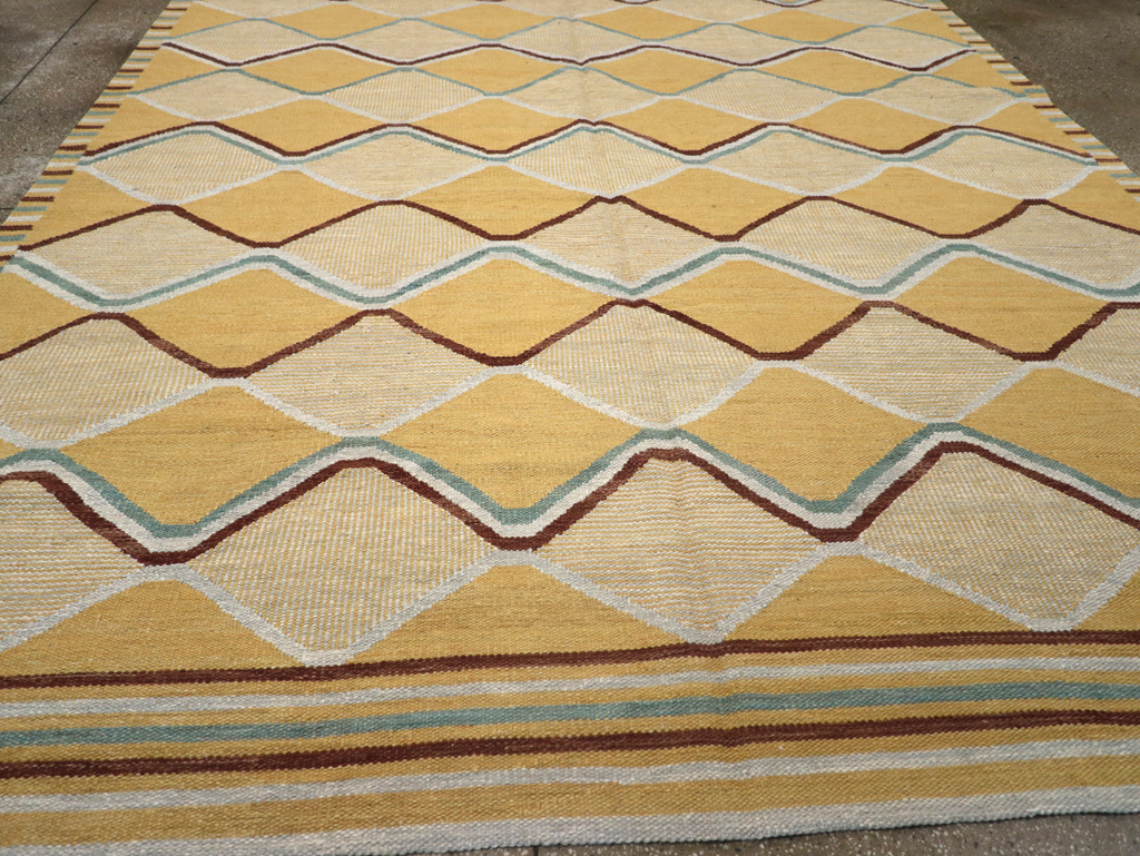 Contemporary Turkish Flatweave Kilim Room Size Carpet, No.32576 - Gsblank