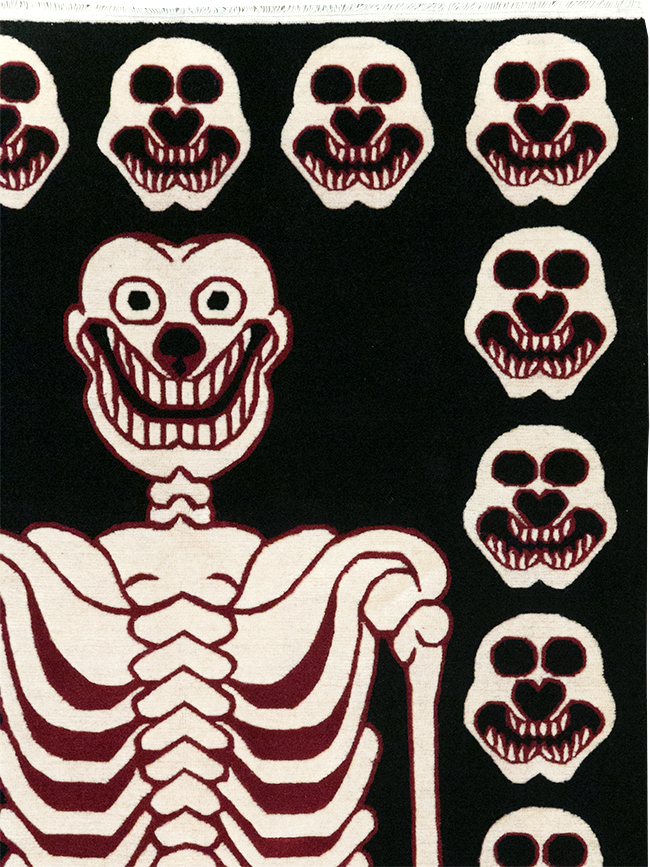 Modern Buddhist Tantric Skeleton Ritual Rug, No.32579 - Gsblank