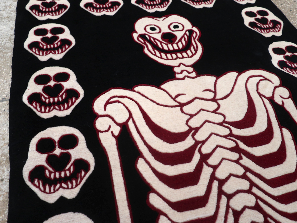 Modern Buddhist Tantric Skeleton Ritual Rug, No.32579 - Gsblank