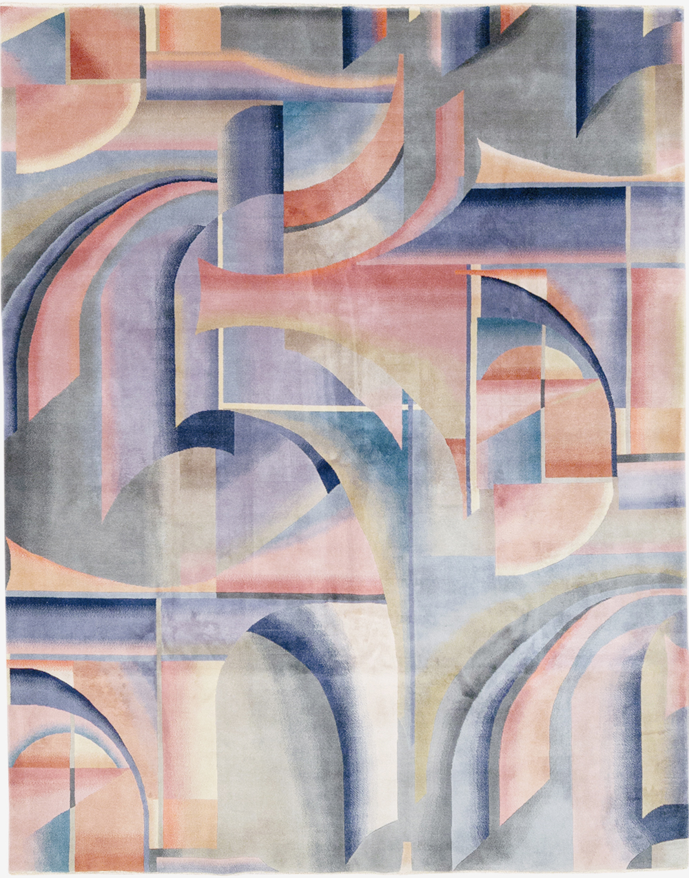 Vintage Chinese Art Deco Accent Carpet, No.32581 - Gsblank