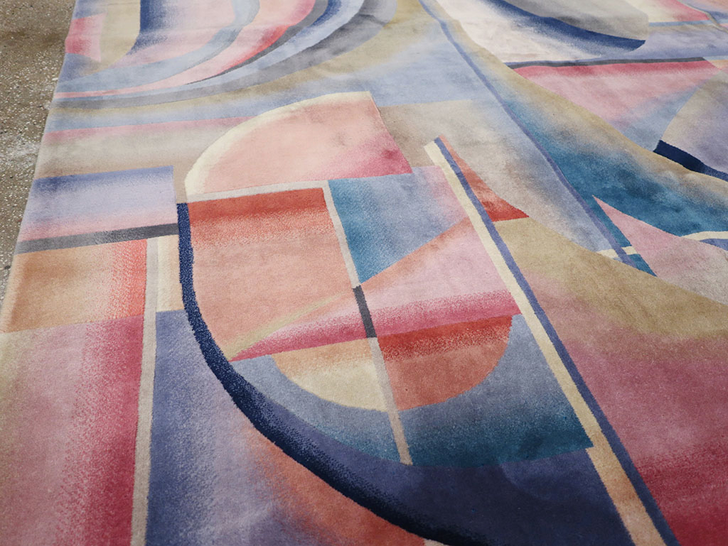 Vintage Chinese Art Deco Accent Carpet, No.32581 - Gsblank