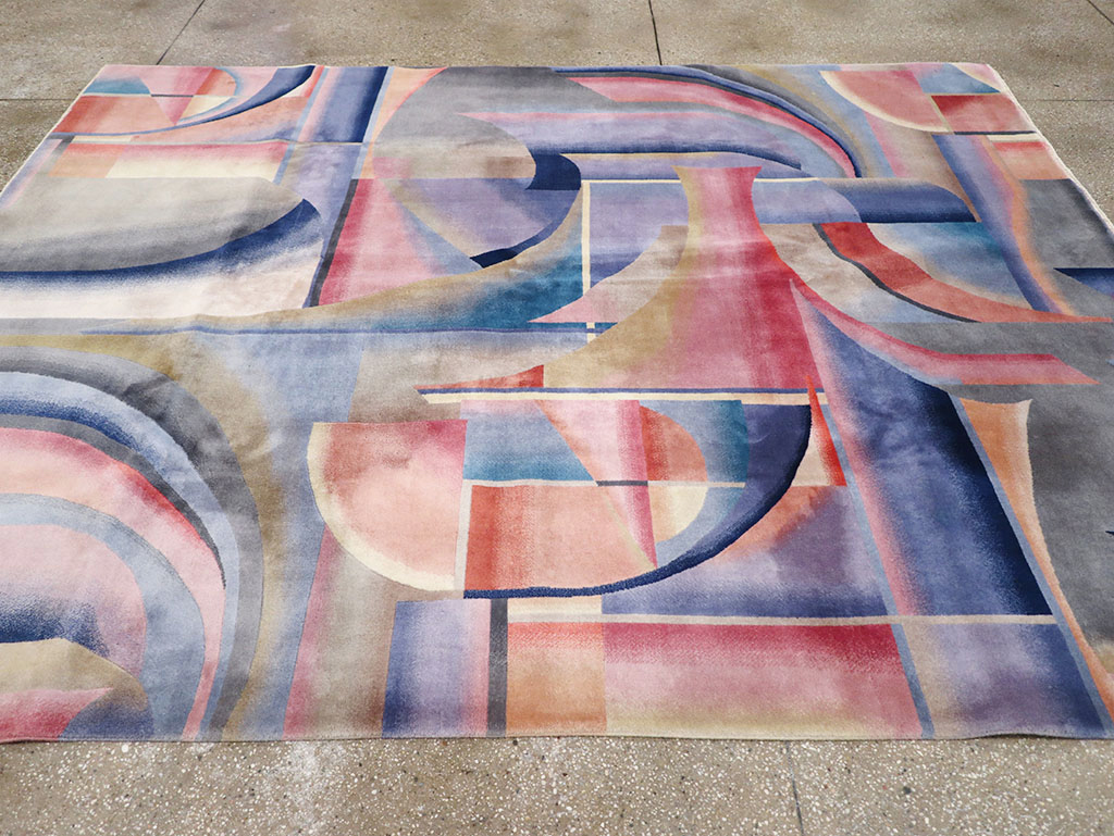 Vintage Chinese Art Deco Accent Carpet, No.32581 - Gsblank