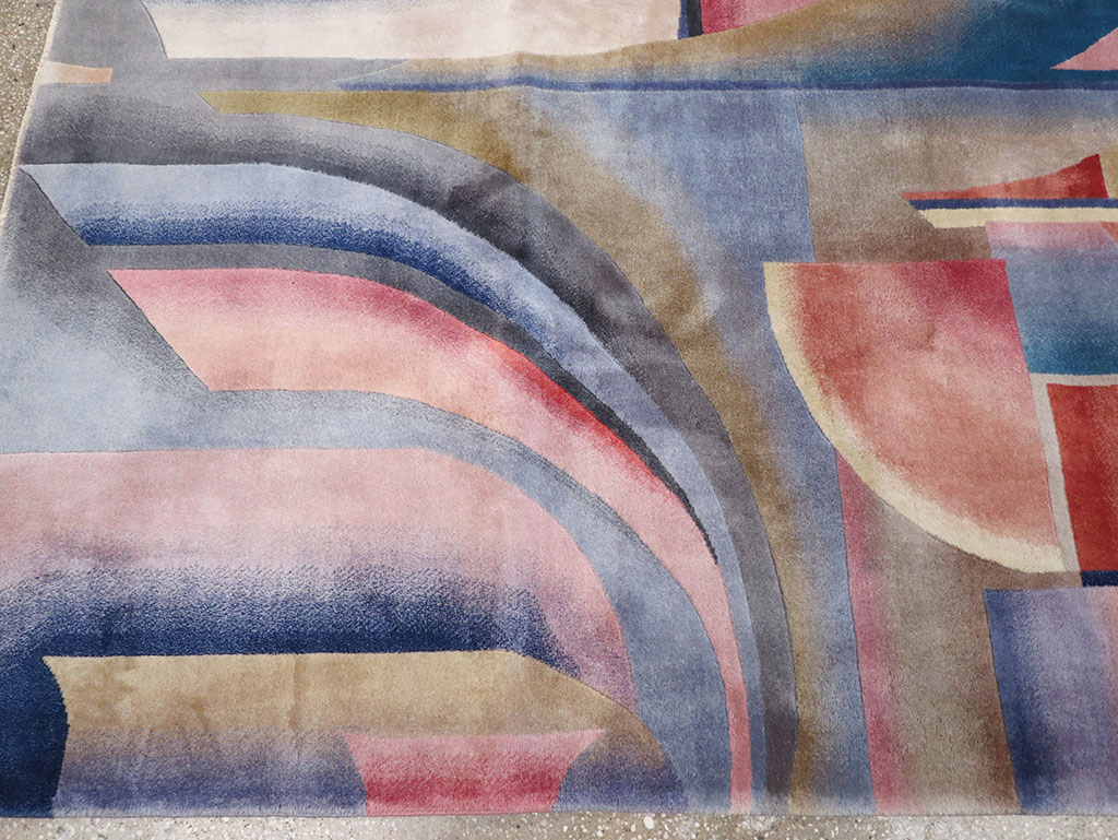 Vintage Chinese Art Deco Accent Carpet, No.32581 - Gsblank