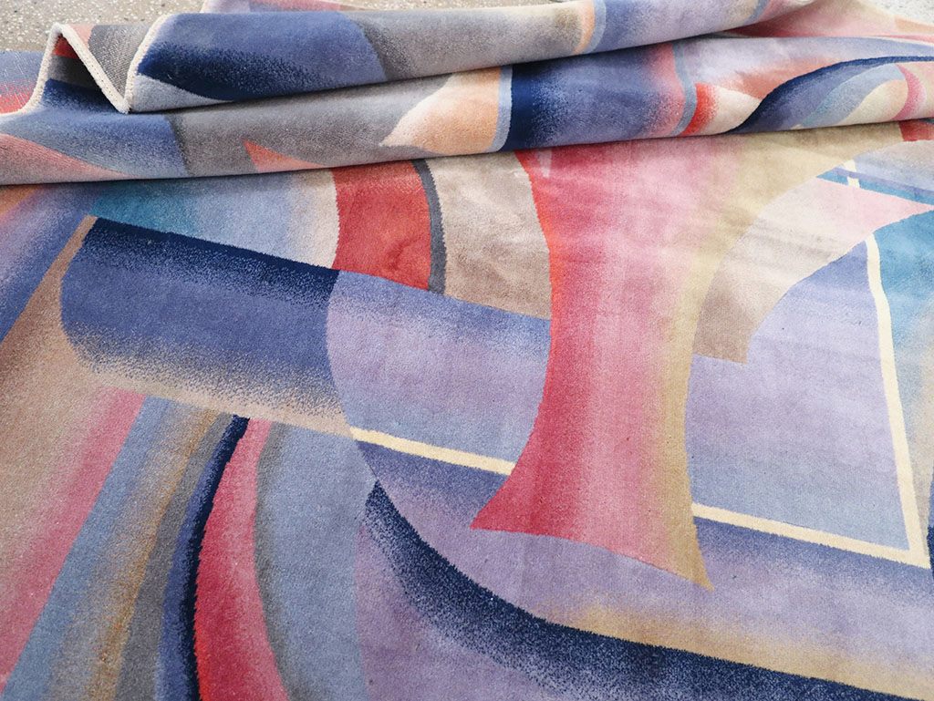 Vintage Chinese Art Deco Accent Carpet, No.32581 - Gsblank