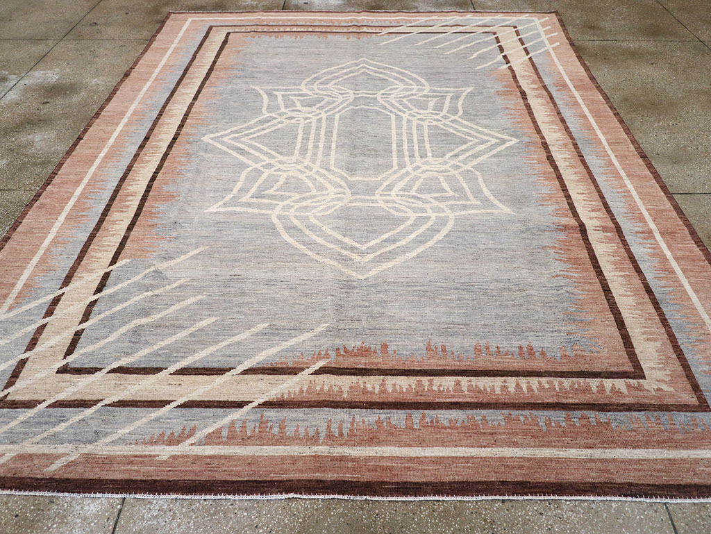 Modern Deco Inspired Khotan Carpet, No.32607 - Gsblank