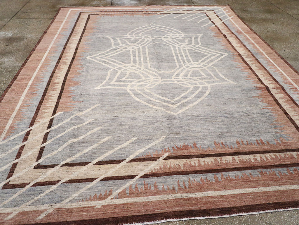 Modern Deco Inspired Khotan Carpet, No.32607 - Gsblank