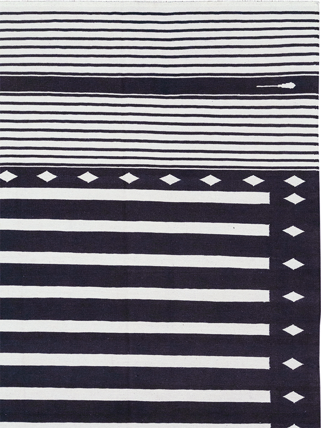 Modern Indian Flatweave Dhurrie Room Size Carpet, No.32613 - Gsblank