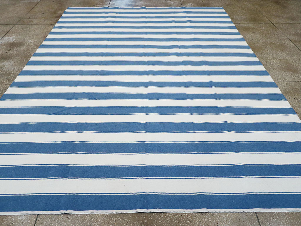 Modern Indian Cotton Dhurrie Room Size Carpet, No.32615 - Gsblank