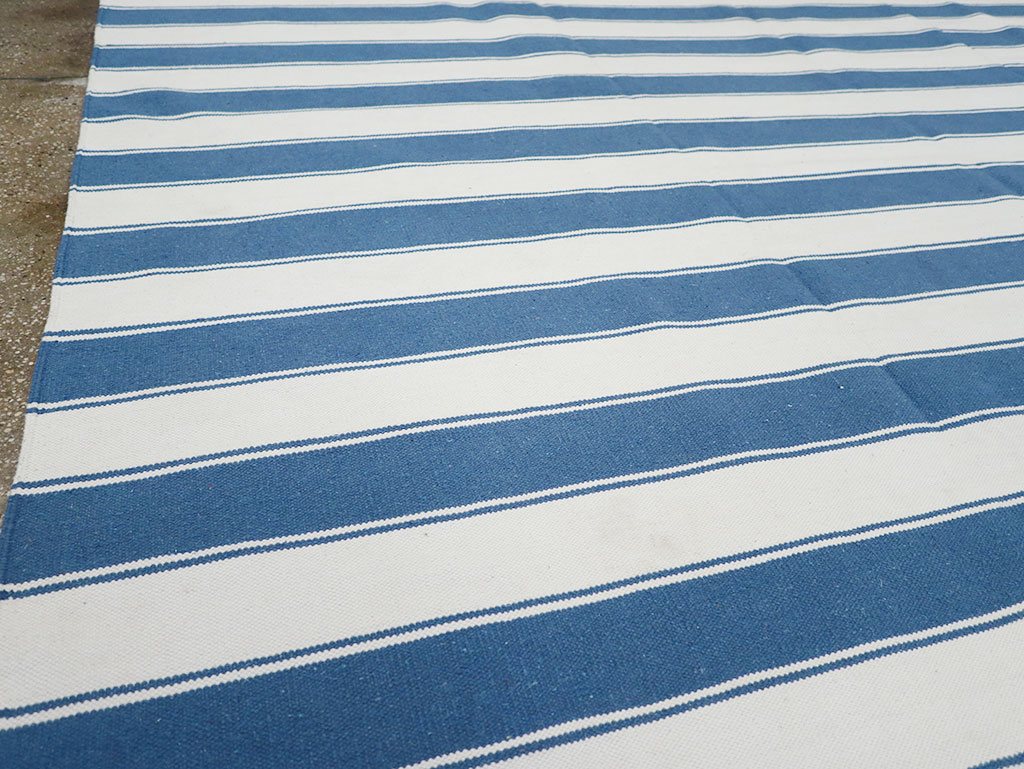 Modern Indian Cotton Dhurrie Room Size Carpet, No.32615 - Gsblank