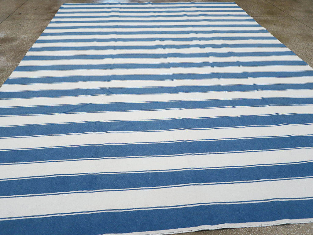 Modern Indian Cotton Dhurrie Room Size Carpet, No.32615 - Gsblank