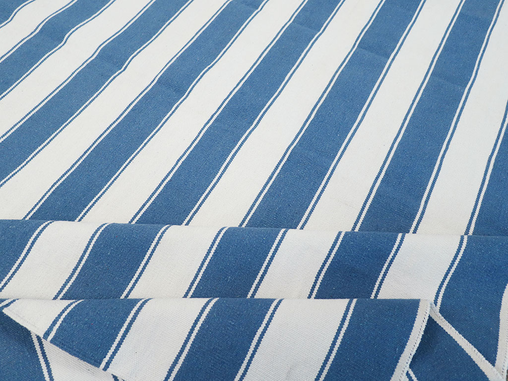 Modern Indian Cotton Dhurrie Room Size Carpet, No.32615 - Gsblank