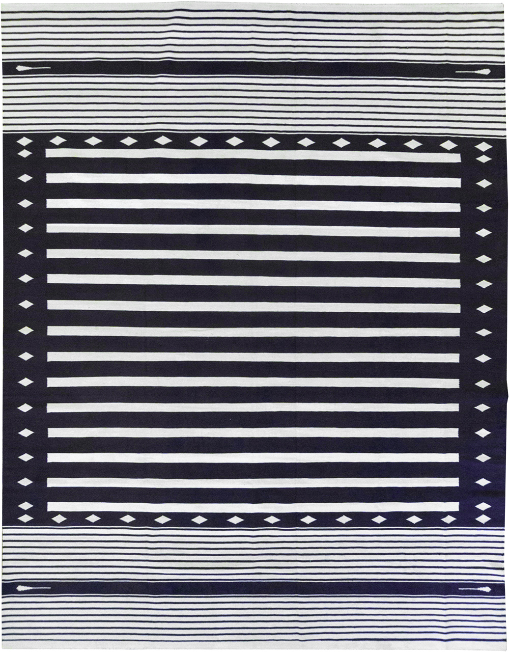 Modern Indian Flatweave Dhurrie Room Size Carpet, No.32616 - Gsblank