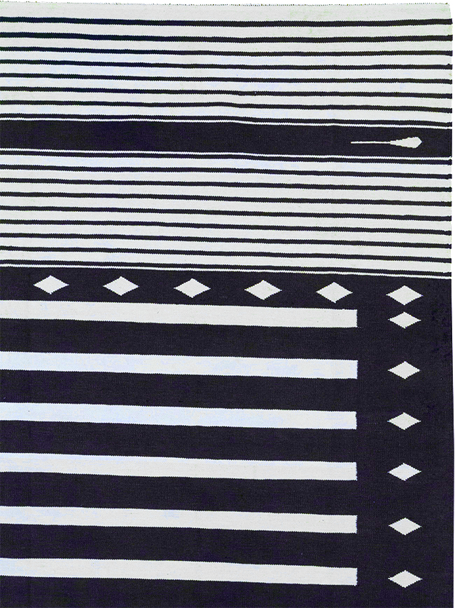 Modern Indian Flatweave Dhurrie Room Size Carpet, No.32616 - Gsblank