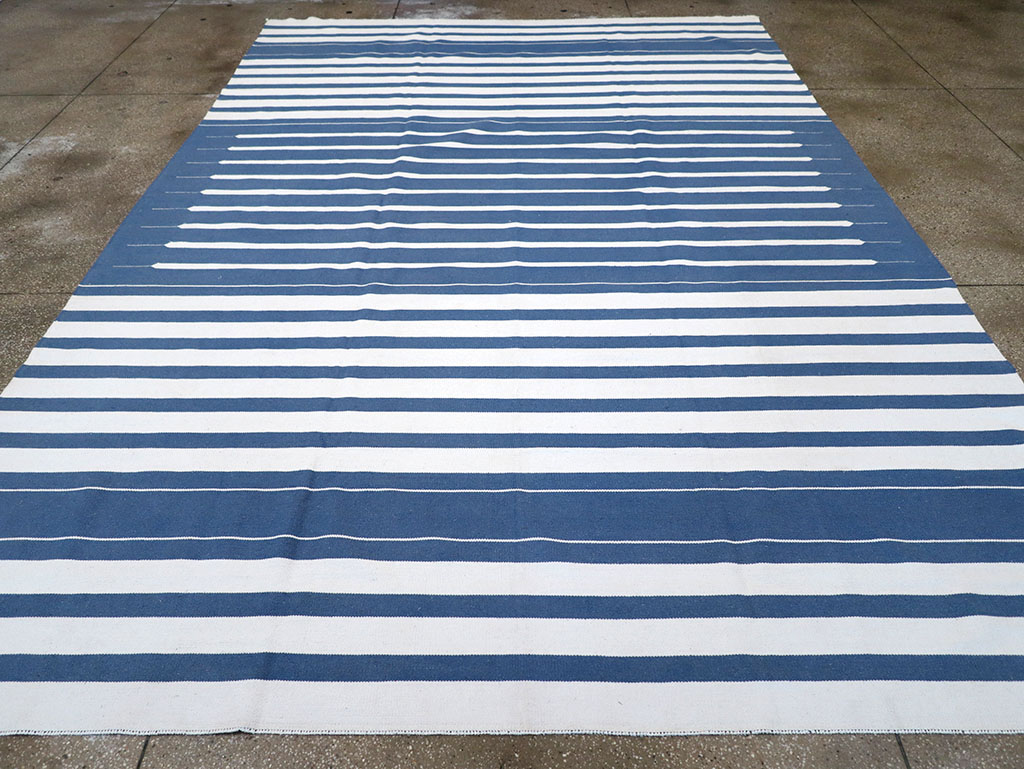 Modern Indian Flatweave Dhurrie Room Size Carpet, No.32618 - Gsblank