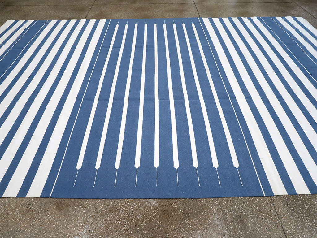 Modern Indian Flatweave Dhurrie Room Size Carpet, No.32618 - Gsblank