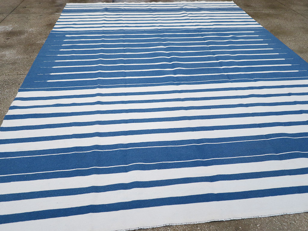 Modern Indian Flatweave Dhurrie Room Size Carpet, No.32619 - Gsblank