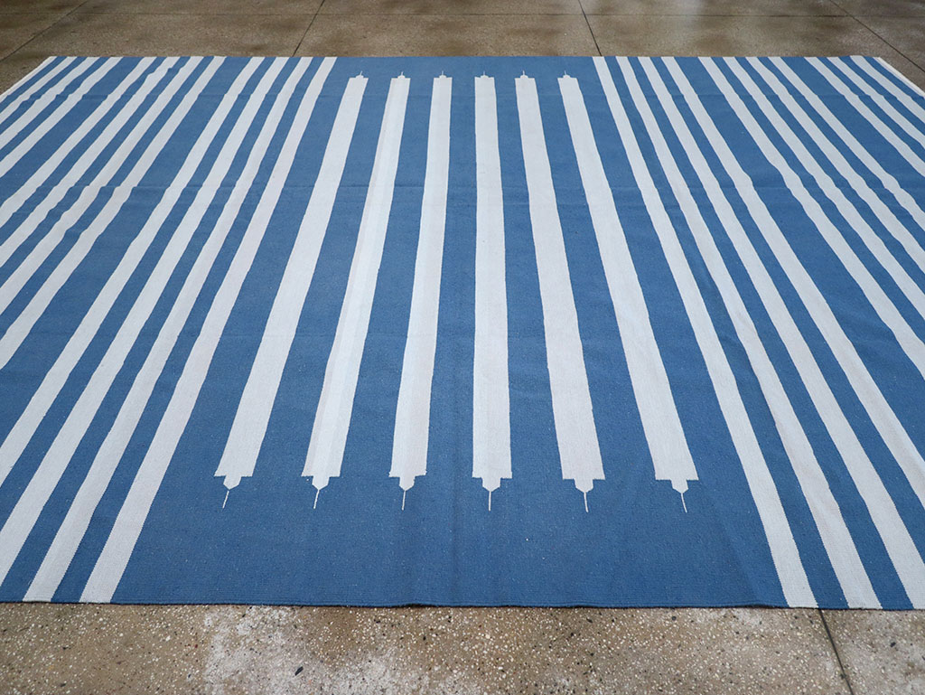 Modern Indian Flatweave Dhurrie Large Room Size Carpet, No.32623 - Gsblank