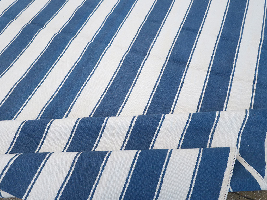 Modern Indian Flatweave Dhurrie Large Room Size Carpet, No.32627 - Gsblank