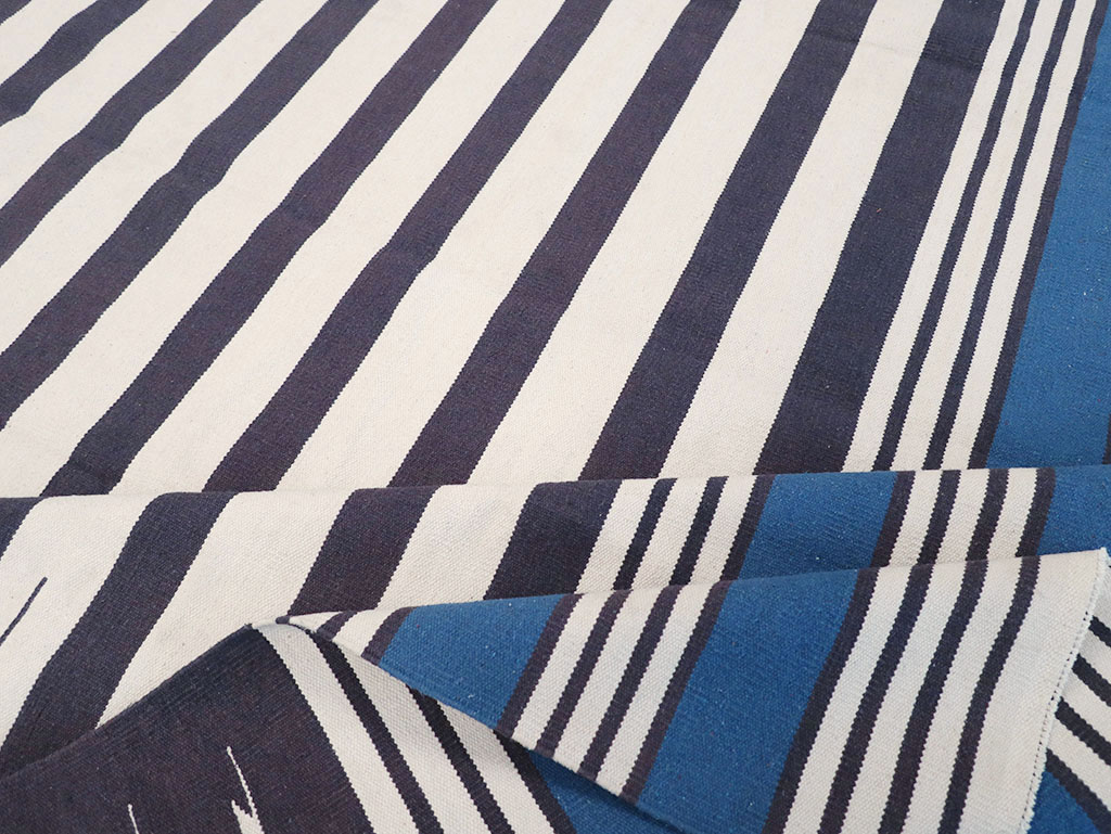 Modern Indian Flatweave Dhurrie Room Size Carpet, No.32629 - Gsblank