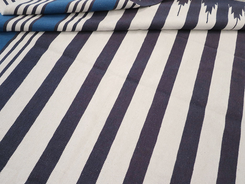 Modern Indian Flatweave Dhurrie Room Size Carpet, No.32629 - Gsblank