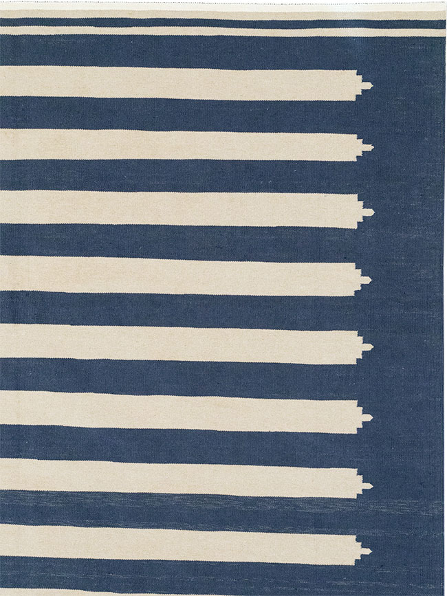 Modern Indian Cotton Dhurrie Room Size Carpet, No.32631 - Gsblank