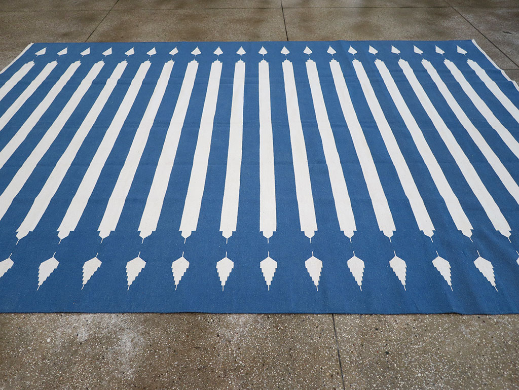 Modern Indian Flatweave Dhurrie Room Size Carpet, No.32632 - Gsblank