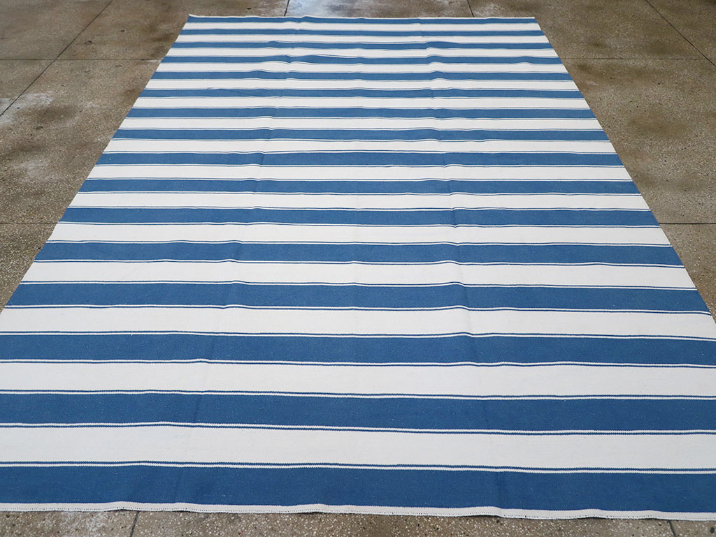 Modern Indian Flatweave Dhurrie Room Size Carpet, No.32633 - Gsblank